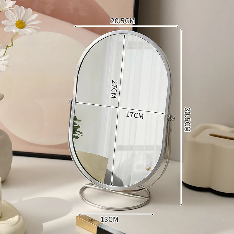 Makeup Mirror Desktop Desktop Bedroom Makeup Mirror Rotatable Oval Mirror Wind Dormitory Dressing Mirror Vanity Shower Mirror