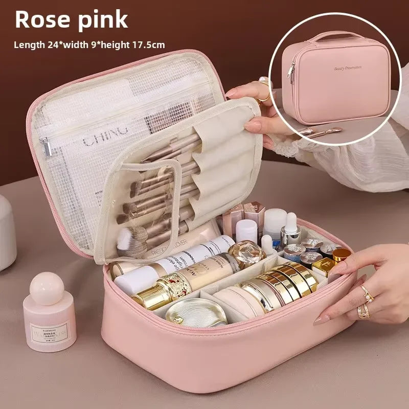 New women's makeup bag, portable storage bag, large capacity luxury makeup bag, makeup travel bag, basic makeup bag