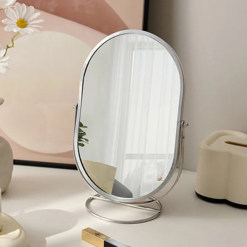 Makeup Mirror Desktop Desktop Bedroom Makeup Mirror Rotatable Oval Mirror Wind Dormitory Dressing Mirror Vanity Shower Mirror