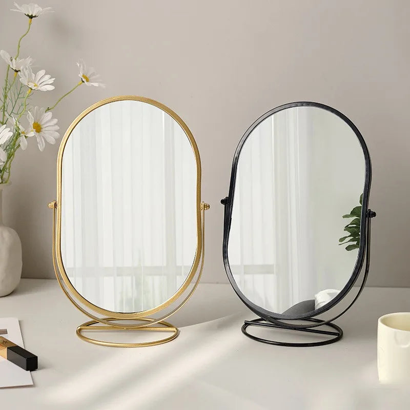 Makeup Mirror Desktop Desktop Bedroom Makeup Mirror Rotatable Oval Mirror Wind Dormitory Dressing Mirror Vanity Shower Mirror