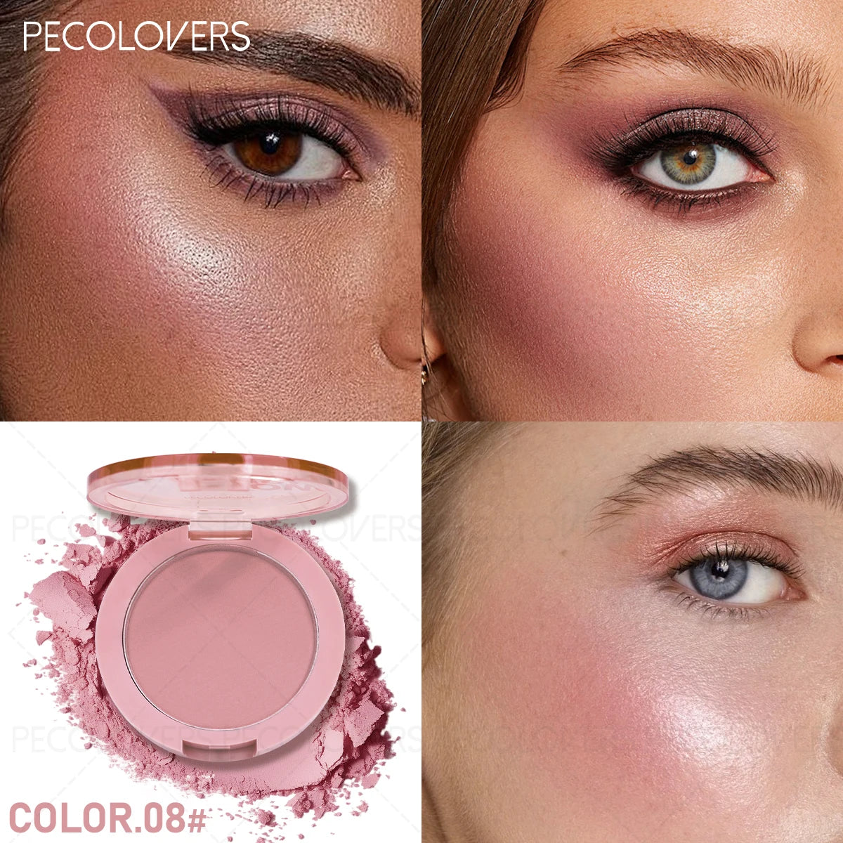 1 Pcs Vibrant Peach & Coral Blush - Buildable Cheek Color & Shadow, Enhances Complexion, Natural Finish Look, for All Beige Tone