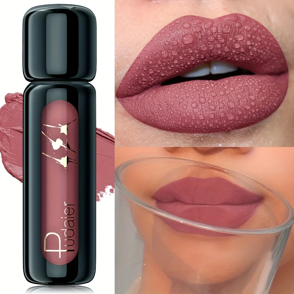 1pc Matte Velvet Lip Gloss, Highly Saturated Liquid Lip Mud, Non-Stick Long Lasting, All Skin Tones Compatible.