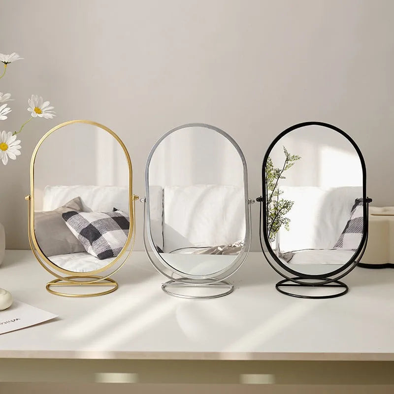 Makeup Mirror Desktop Desktop Bedroom Makeup Mirror Rotatable Oval Mirror Wind Dormitory Dressing Mirror Vanity Shower Mirror