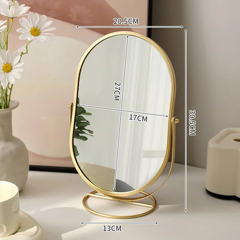 Makeup Mirror Desktop Desktop Bedroom Makeup Mirror Rotatable Oval Mirror Wind Dormitory Dressing Mirror Vanity Shower Mirror