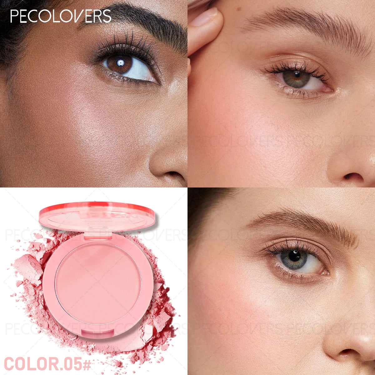 1 Pcs Vibrant Peach & Coral Blush - Buildable Cheek Color & Shadow, Enhances Complexion, Natural Finish Look, for All Beige Tone