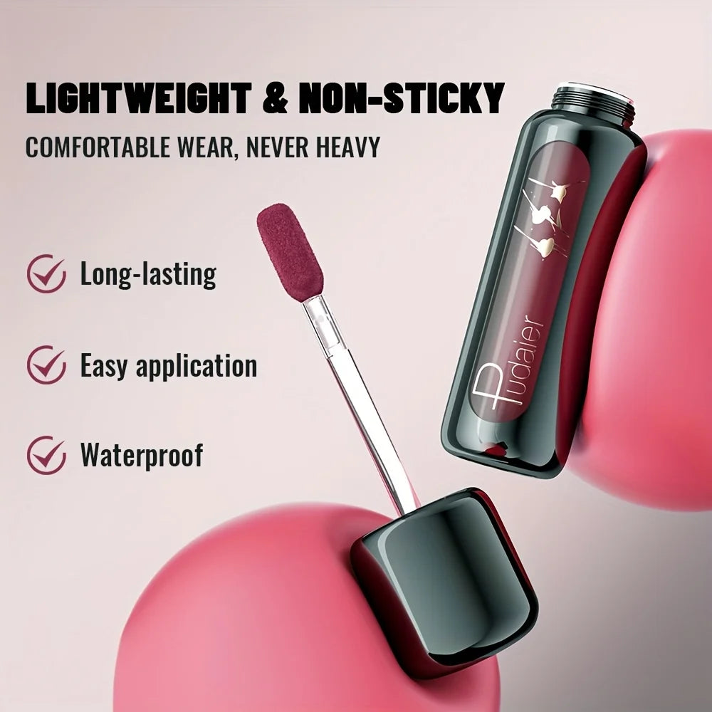 1pc Matte Velvet Lip Gloss, Highly Saturated Liquid Lip Mud, Non-Stick Long Lasting, All Skin Tones Compatible.