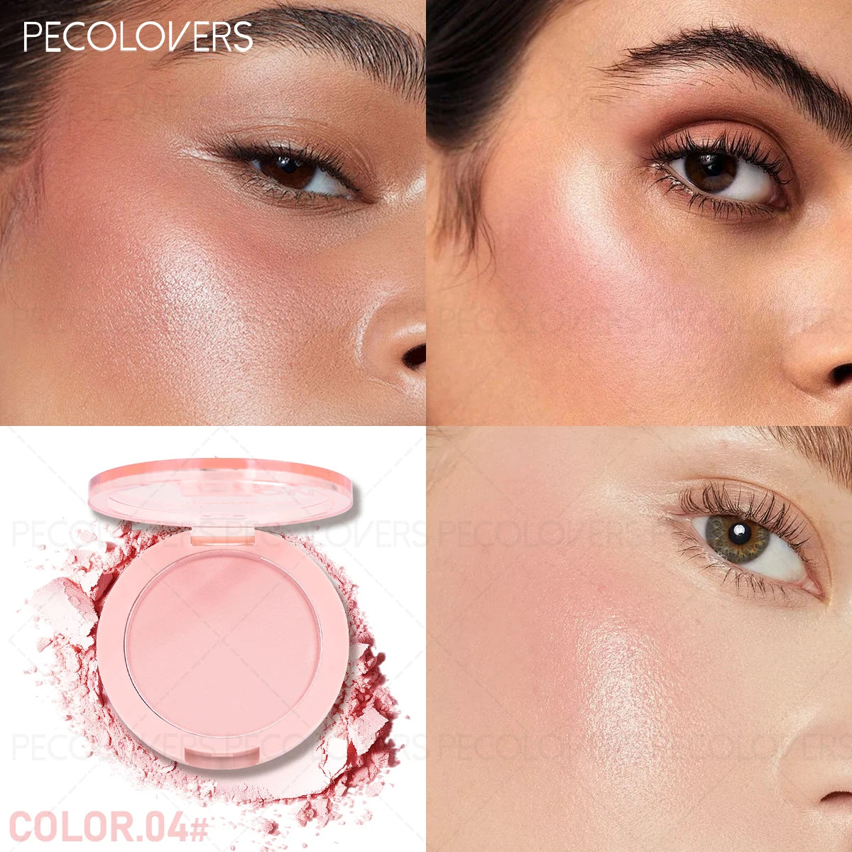 1 Pcs Vibrant Peach & Coral Blush - Buildable Cheek Color & Shadow, Enhances Complexion, Natural Finish Look, for All Beige Tone