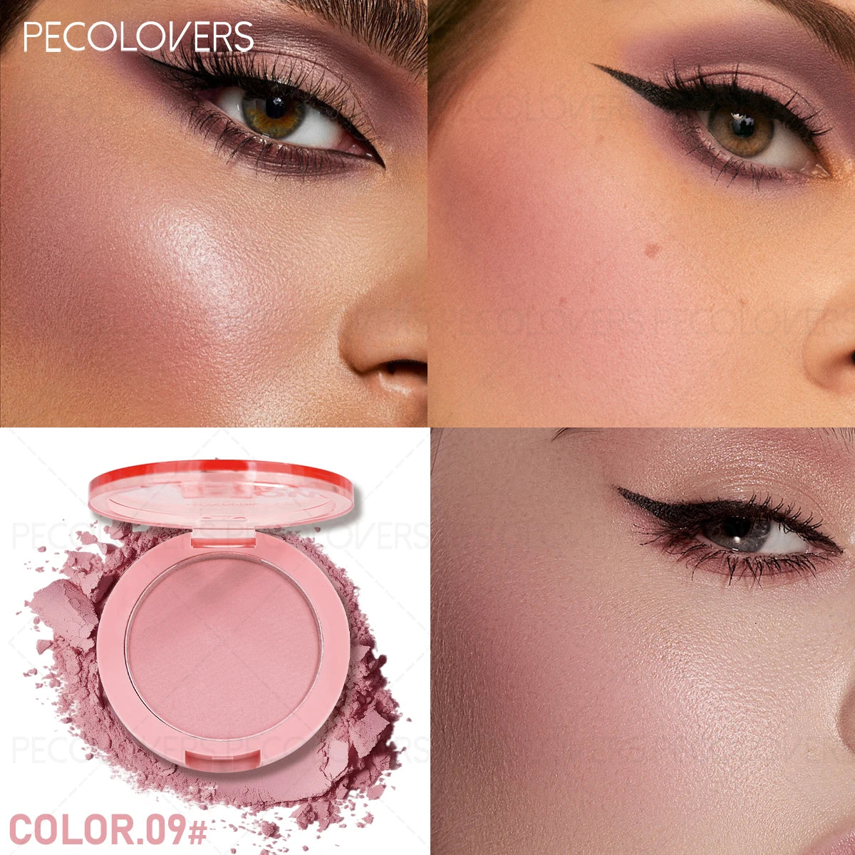 1 Pcs Vibrant Peach & Coral Blush - Buildable Cheek Color & Shadow, Enhances Complexion, Natural Finish Look, for All Beige Tone