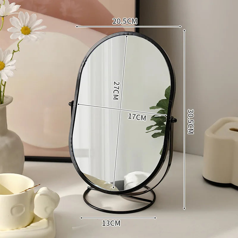Makeup Mirror Desktop Desktop Bedroom Makeup Mirror Rotatable Oval Mirror Wind Dormitory Dressing Mirror Vanity Shower Mirror