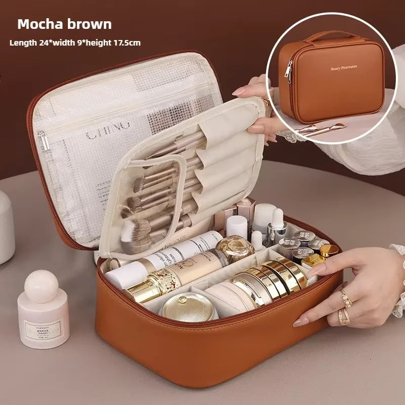 New women's makeup bag, portable storage bag, large capacity luxury makeup bag, makeup travel bag, basic makeup bag